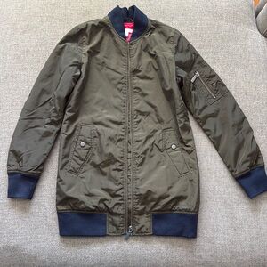 Abound long green bomber jacket